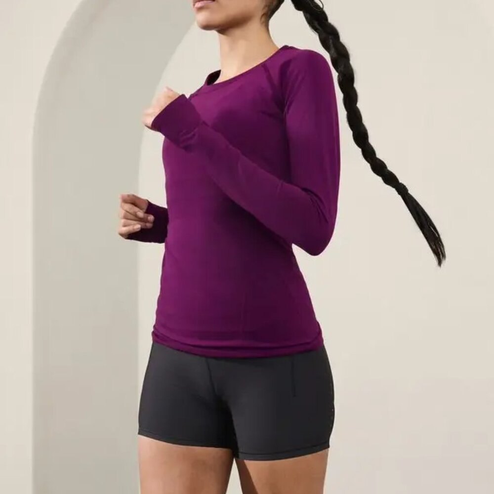 Athleta Momentum Seamless Top Wild Plum Purple Size Small
